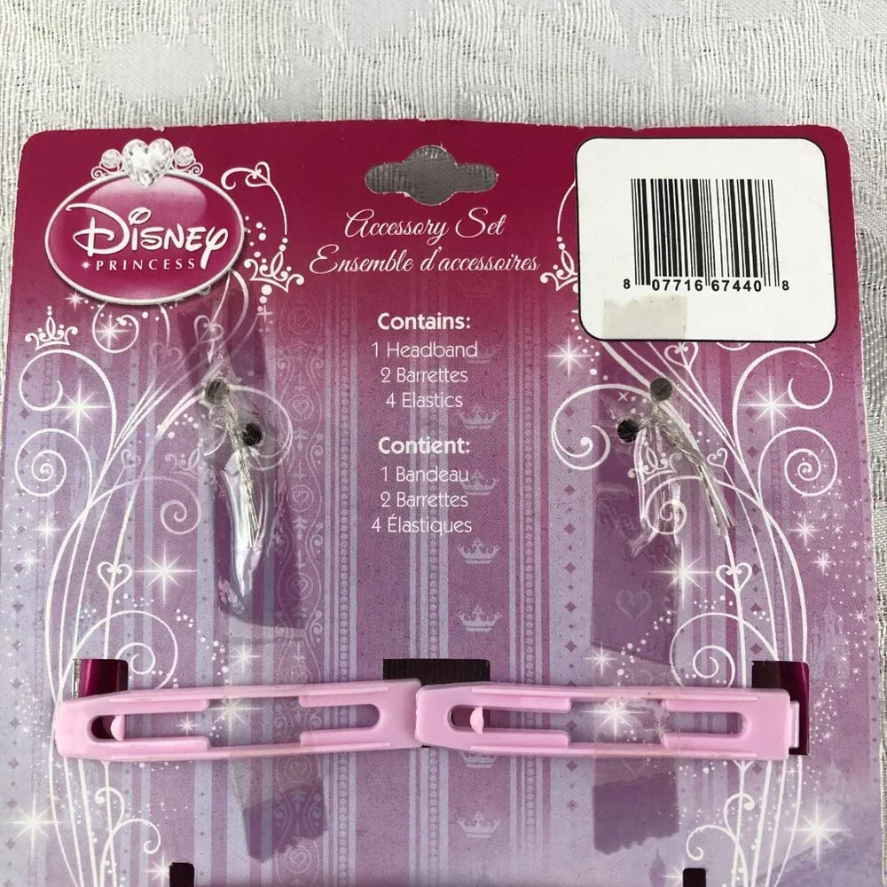 Disney Princess 7-Piece Accessories Set: Headband, Barrettes & Elastics (2 sets)